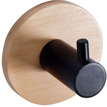 Гачок ТМ BISK одинарний PLAIN круглий, чорний/бамбук