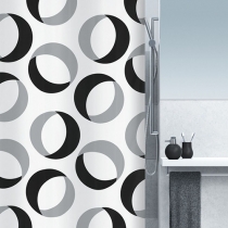 Шторка для ванної ТМ Spirella, RINGS polyester 180х200, сіро-чорна