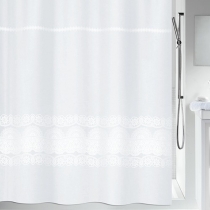 Шторка для ванної ТМ Spirella, polyester BRODERIE 180x200, біла