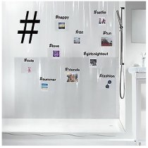 Шторка для ванної ТМ Spirella, peva HASHTAG 180x200, чорна