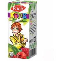 Нектар Rich Kids яблоко-виноград-черноплодная рябина-малина, 0,2л