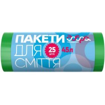 Пакети для сміття ТМ Добра Господарочка, HDPE, зелені, 45л., 25 шт