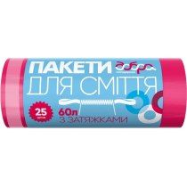 Пакети для сміття ТМ Добра Господарочка, з затяжками, червоні, 60 л., 25шт