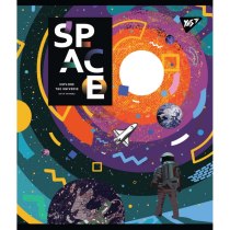 Тетрадь 18 листов, клетка, "Space abstract" иридиум