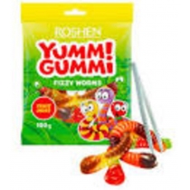 ЖЕЛЕЙНІ ЦУКЕРКИ Yummi Gummi Fizzy Worms ВКФ 70г /22шт