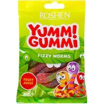 ЖЕЛЕЙНІ ЦУКЕРКИ Yummi Gummi Fizzy Worms ВКФ 70г /22шт