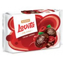 Здобне печиво Lovita Jelly Cookies c желейною начинкою какао + вишня ККФ 420г /7шт