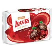 Здобне печиво Lovita Jelly Cookies c желейною начинкою какао + вишня ККФ 420г /7шт