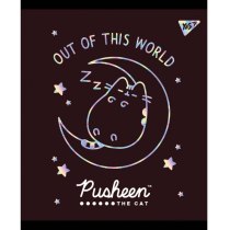 Тетрадь 24 листов, клетка, "Pusheen fabulous" софт-тач+фольга серебро голограф.