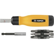 Отвертка TOPEX для насадок 1/4", 14ед, 12 бит SL,PH,PZ,Torx в рукоятке, CrV