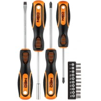 Отвертки NEO, набор 14 ед., 3 отвертки SL и 2хPH, битодержатель 1/4", 10 бит, SL, Torx
