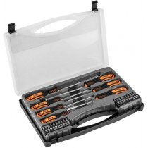 Отвертки NEO, набор 27 ед., 6 отверток SL и PH, битодержатель 1/4", 20 бит, SL, PH, Torx, HEX, кейс