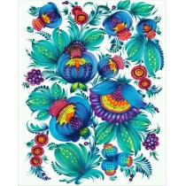 Алмазна мозаїка SANTI "Квітковий орнамент синій", 40*50см на підрамнику