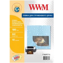 Плівка WWM водостійка напівпрозора самоклеюча 180мкм, A4, 10л