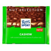 Шоколад молочний Ritter Sport Nut Selection з цільними горіхами кеш'ю 100 г