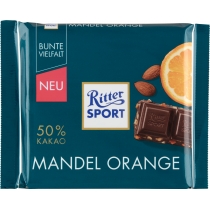 Шоколад темний Ritter Sport з мигдальним горіхом і апельсином 100 г