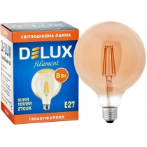 Лампа світлодіодна DELUX Globe G125 8w 2700K Е27 amber filament теплий білий