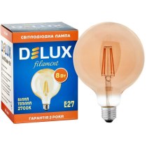 Лампа світлодіодна DELUX Globe G125 8w 2700K Е27 amber filament теплий білий