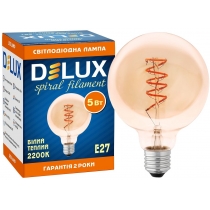 Лампа світлодіодна DELUX_Globe G95 5w 2200K Е27 amber spiral filament теплий білий