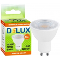 Лампа світлодіодна DELUX GU10 6Вт 60° 3000K 220В GU10 теплий білий