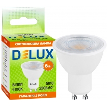 Лампа світлодіодна DELUX GU10 6Вт 60° 4100K 220В GU10 білий