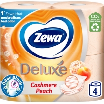 Туалетний папір 3 шари Zewa Deluxe Персик 4 рулони персиковий