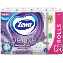 Туалетний папір 3 шари Zewa Deluxe Лаванда 24 рулони білий