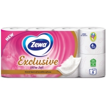 Туалетний папір 4 шари Zewa Exclusive ultra soft 8 рулонів білий