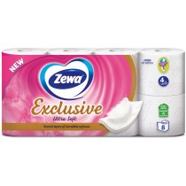 Туалетний папір 4 шари Zewa Exclusive ultra soft 8 рулонів білий