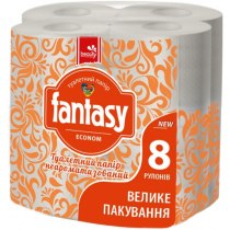 Туалетний папір ТМ Fantasy, тиснений, перфорований, економ (8 рулонів/уп)