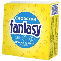 Серветки столові ТМ Fantasy паперові білі, 100 шт (1 шар)