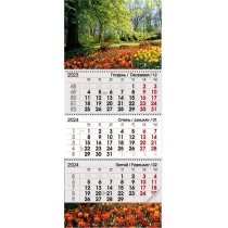 Календар квартальний настінний на 3 пружини 2024 Тюльпан