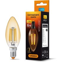 Лампа LED VIDEX Filament C37FA 6W E14 2200K бронза