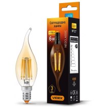 Лампа LED VIDEX Filament C37FtA 6W E14 2200K бронза