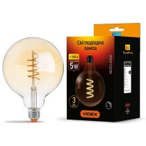 Лампа LED VIDEX Filament G125FASD 5W E27 2200K дімерна бронза