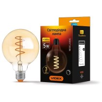 Лампа LED VIDEX Filament G95FASD 5W E27 2200K дімерна бронза