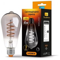 Лампа LED VIDEX Filament ST64FGD 4W E27 2100K дімерна графіт