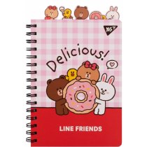 Блокнот YES А5, 80 арк., cпіраль з фігурн. роздільниками "Line Friends. Delicious"