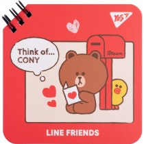 Блокнот YES 110х110 мм, 80 арк., подв. cпіраль "Line Friends" Think of Cony