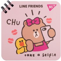 Блокнот YES 110х110 мм, 80 арк., подв. cпіраль "Line Friends" Chu