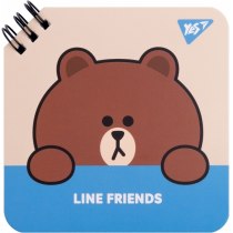 Блокнот YES 110х110 мм, 80 арк., подв. cпіраль "Line Friends" Brown