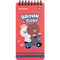 Блокнот 80х160 мм, 60 арк., подв. cпіраль "Line Friends" Brown&Cony