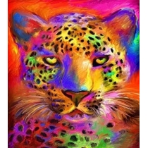 Набір для творчості зі стразами на картоні 5D "Райдужний леопард" 21*25 см