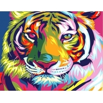Набір для творчості зі стразами на картоні 5D "Райдужний тигр" 21*25 см