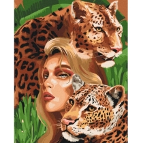 Набір, техніка акриловий живопис за номерами, "Хижі леопарди", 40*50 см