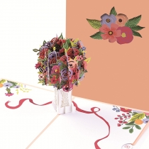 Подарункова листiвка 3D "Букет квітів"19*13см