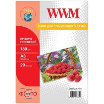 Фотопапір WWM Глянсовий 180Г/м кв, A3, 20л (G180.A3.20.Prem) Premium