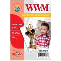 Фотопапір WWM Глянсовий 225Г/м кв, 10см x 15см, 10л (G225.F10/C)