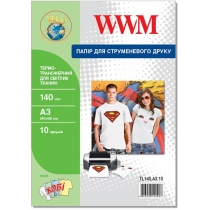 Термотрансфер WWM для світлих тканин 140Г/м кв, A3, 10л (TL140.A3.10)