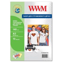 Термотрансфер WWM для світлих тканин 140Г/м кв, A3, 10л (TL140.A3.10)